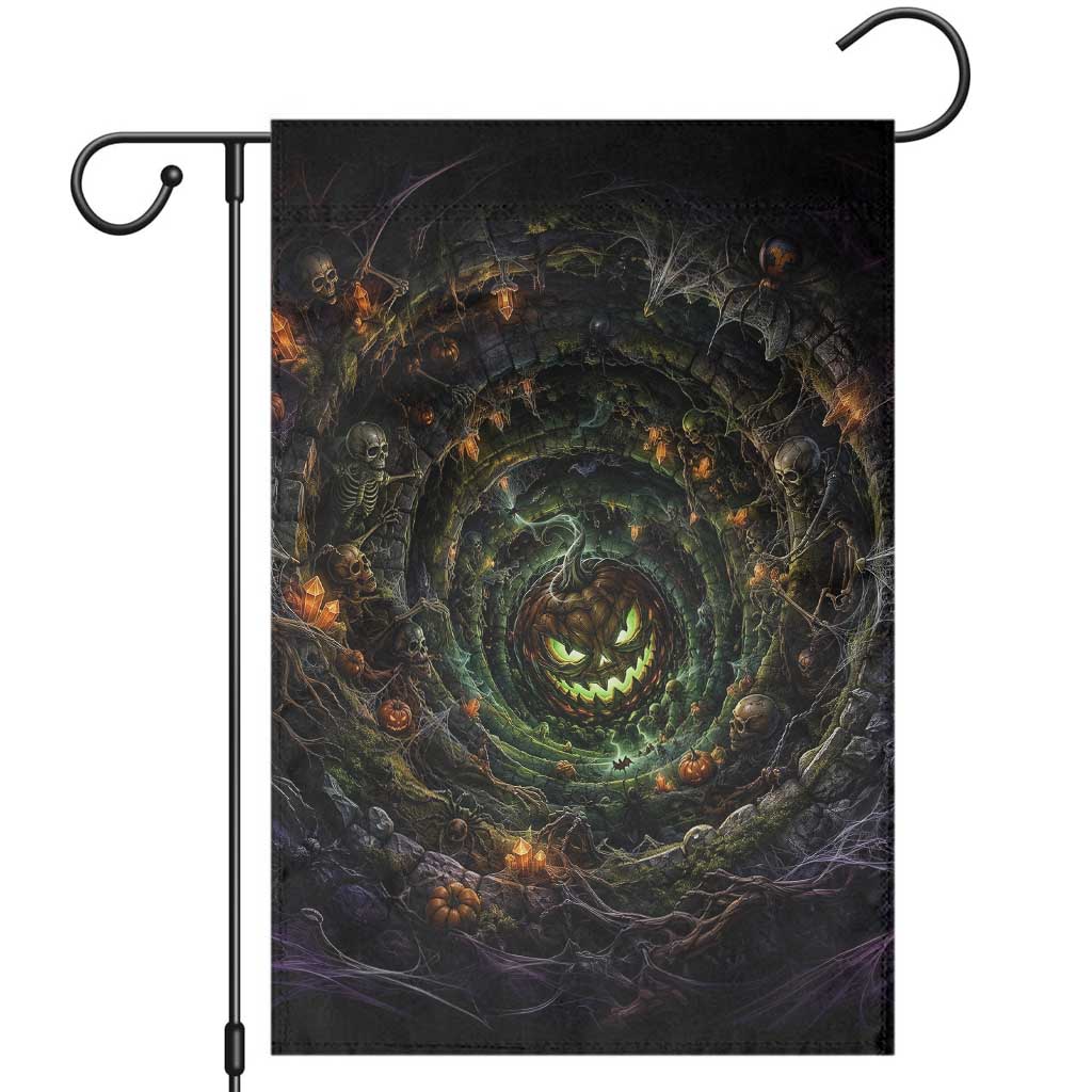 Evil Pumpkin Dungeon Shaft Vortex 3D Halloween Optical Illusion Garden Flag