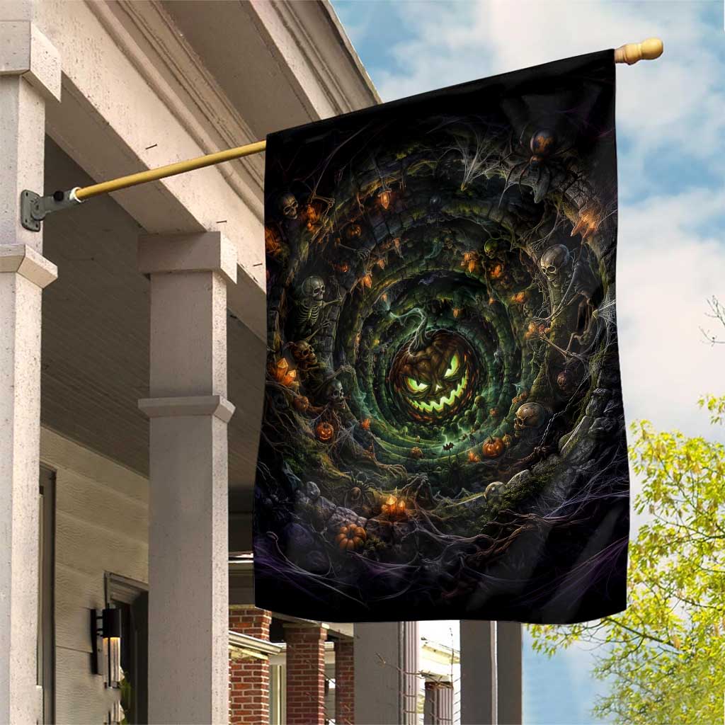 Evil Pumpkin Dungeon Shaft Vortex 3D Halloween Optical Illusion Garden Flag