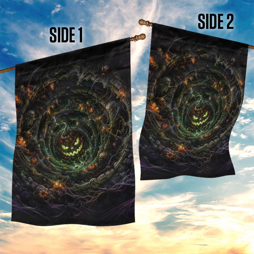 Evil Pumpkin Dungeon Shaft Vortex 3D Halloween Optical Illusion Garden Flag
