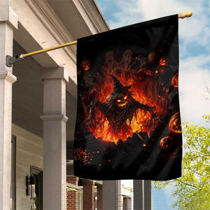 Evil Scarecrow Crawling Out Fiery Pit 3D Halloween Optical Illusion Garden Flag