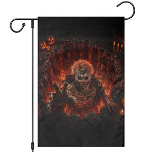 Scary Evil Clown Crawling Out Fiery Pit 3D Halloween Optical Illusion Garden Flag