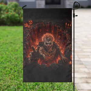 Scary Evil Clown Crawling Out Fiery Pit 3D Halloween Optical Illusion Garden Flag