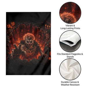 Scary Evil Clown Crawling Out Fiery Pit 3D Halloween Optical Illusion Garden Flag