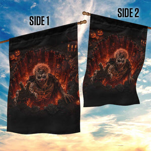 Scary Evil Clown Crawling Out Fiery Pit 3D Halloween Optical Illusion Garden Flag