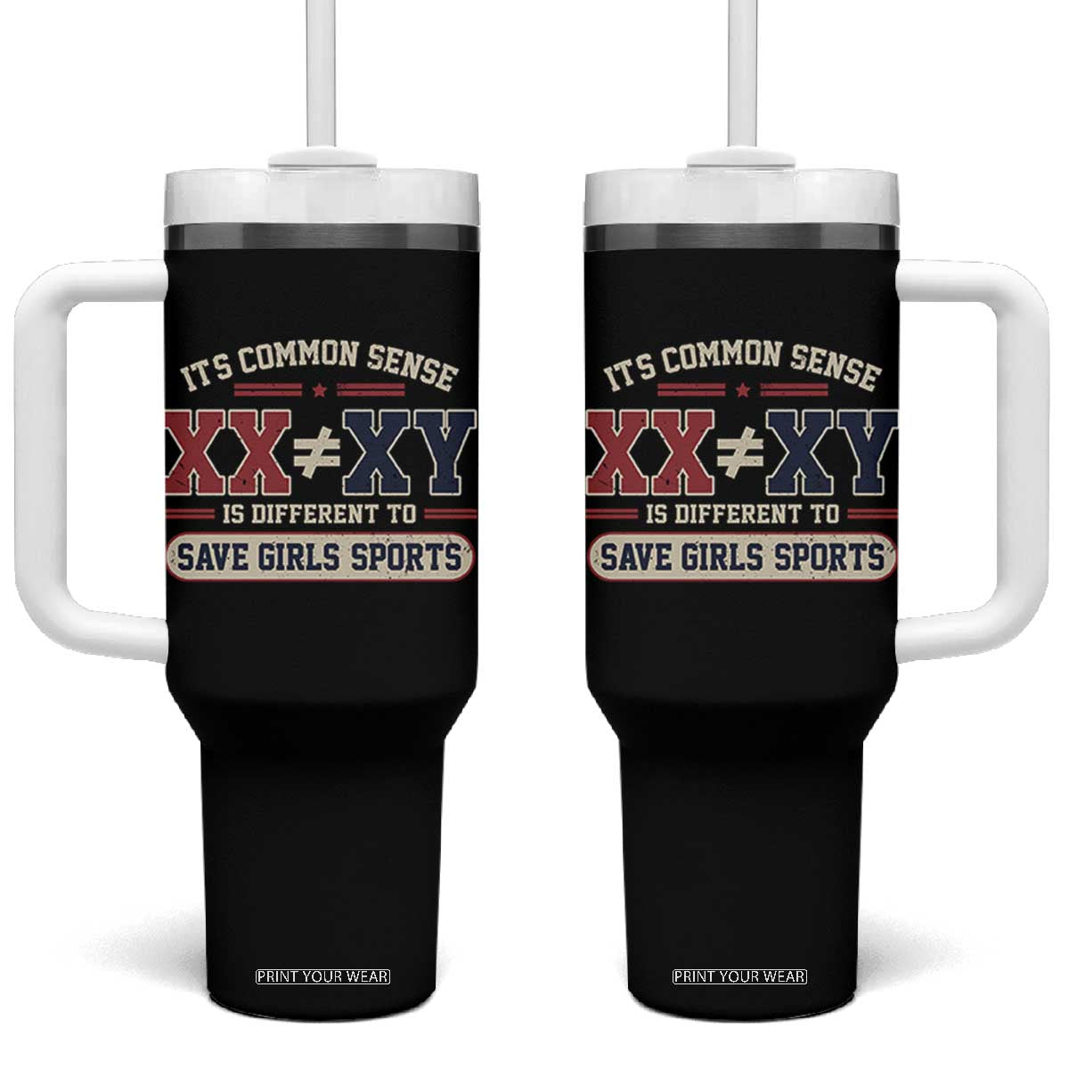 Save Girls Sports XX Does Not Equal XY Tumbler With Handle Biological Science Vintage Varsity Athletic Graphic