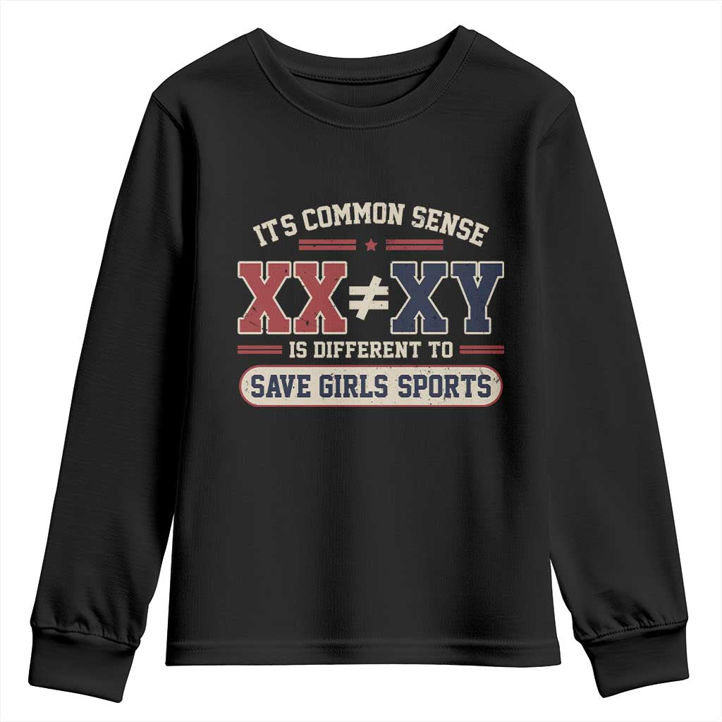 Save Girls Sports XX Does Not Equal XY Youth Sweatshirt Biological Science Vintage Varsity Athletic Graphic TS02 Black Print Your Wear