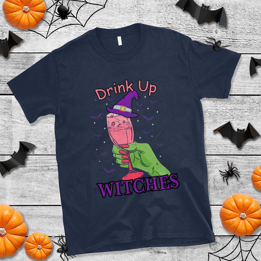 Drinking Witch T Shirt Drink Up Witches Wine Lover TS02 Navy Print Your Wear