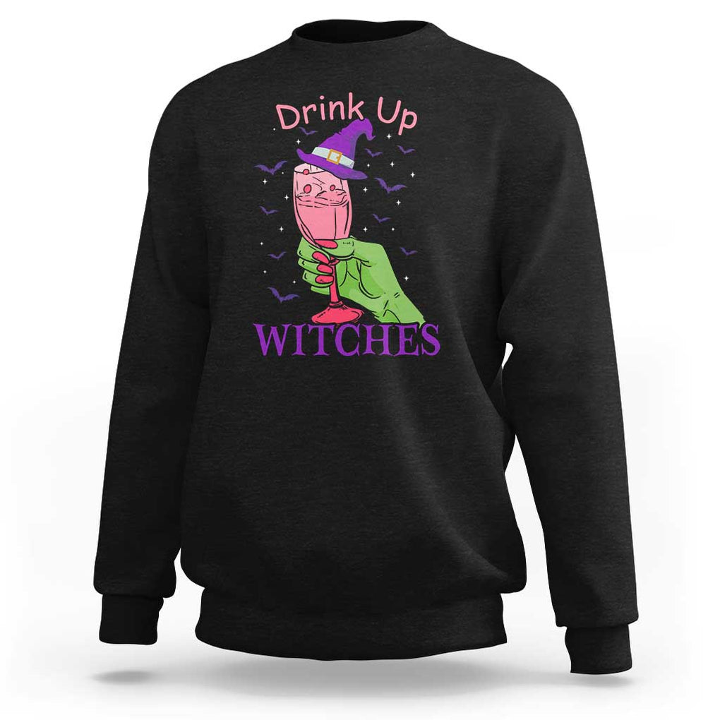 Drinking Witch Sweatshirt Drink Up Witches Wine Lover TS02 Black Print Your Wear