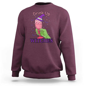 Drinking Witch Sweatshirt Drink Up Witches Wine Lover TS02 Maroon Print Your Wear