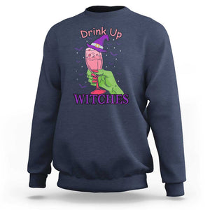 Drinking Witch Sweatshirt Drink Up Witches Wine Lover TS02 Navy Print Your Wear