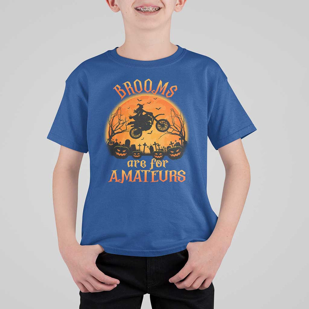 Riding Witch T Shirt For Kid Brooms Are For Amateurs Funny Motorbiker TS02 Royal Blue Print Your Wear