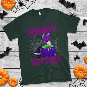 Halloween Witch T Shirt Howdy Witches Western Cowgirl TS02 Dark Forest Green Print Your Wear