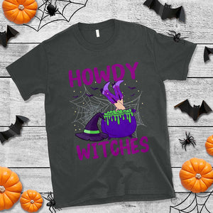 Halloween Witch T Shirt Howdy Witches Western Cowgirl TS02 Dark Heather Print Your Wear