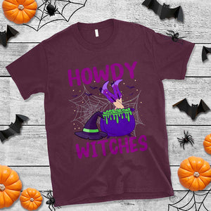 Halloween Witch T Shirt Howdy Witches Western Cowgirl TS02 Maroon Print Your Wear