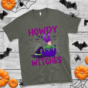 Halloween Witch T Shirt Howdy Witches Western Cowgirl TS02 Military Green Print Your Wear