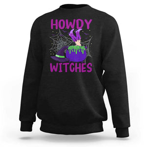 Halloween Witch Sweatshirt Howdy Witches Western Cowgirl TS02 Black Print Your Wear