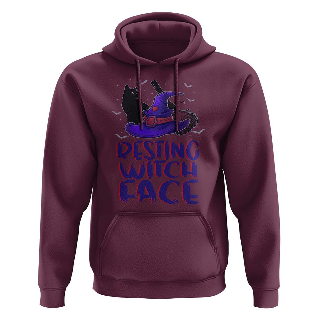 Funny Witch Hoodie Resting Witch Face With Black Cat TS02 Maroon Print Your Wear