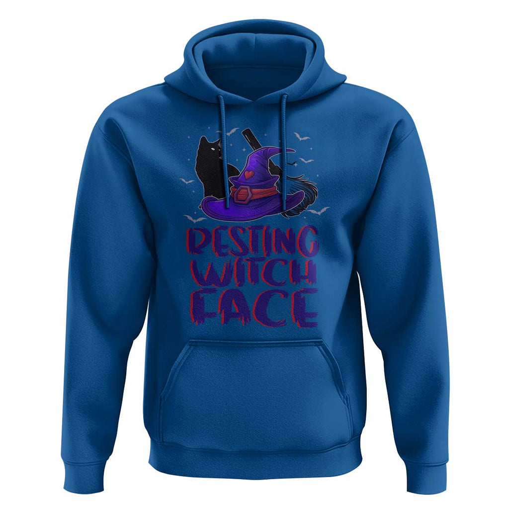 Funny Witch Hoodie Resting Witch Face With Black Cat TS02 Royal Blue Print Your Wear