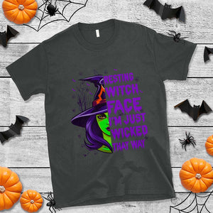 Halloween Witch T Shirt Resting Witch Face I'm Just Wicked That Way TS02 Dark Heather Print Your Wear