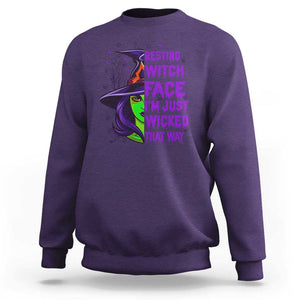 Halloween Witch Sweatshirt Resting Witch Face I'm Just Wicked That Way TS02 Purple Print Your Wear