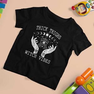 Thick Thighs Witch Vibes Celestial Witchcraft Moon Phases T Shirt For Kid TS02 Black Print Your Wear