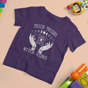 Thick Thighs Witch Vibes Celestial Witchcraft Moon Phases T Shirt For Kid TS02 Purple Print Your Wear