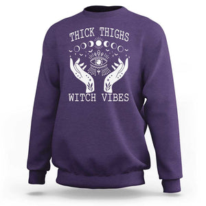 Thick Thighs Witch Vibes Celestial Witchcraft Moon Phases Sweatshirt TS02 Purple Print Your Wear