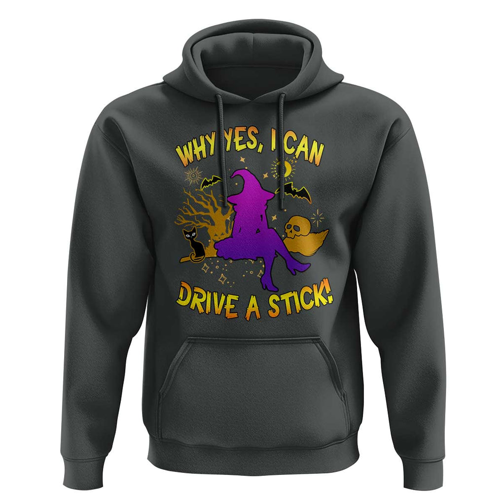 Halloween Witch Hoodie Why Yes I Can Drive A Stick TS02 Dark Heather Print Your Wear