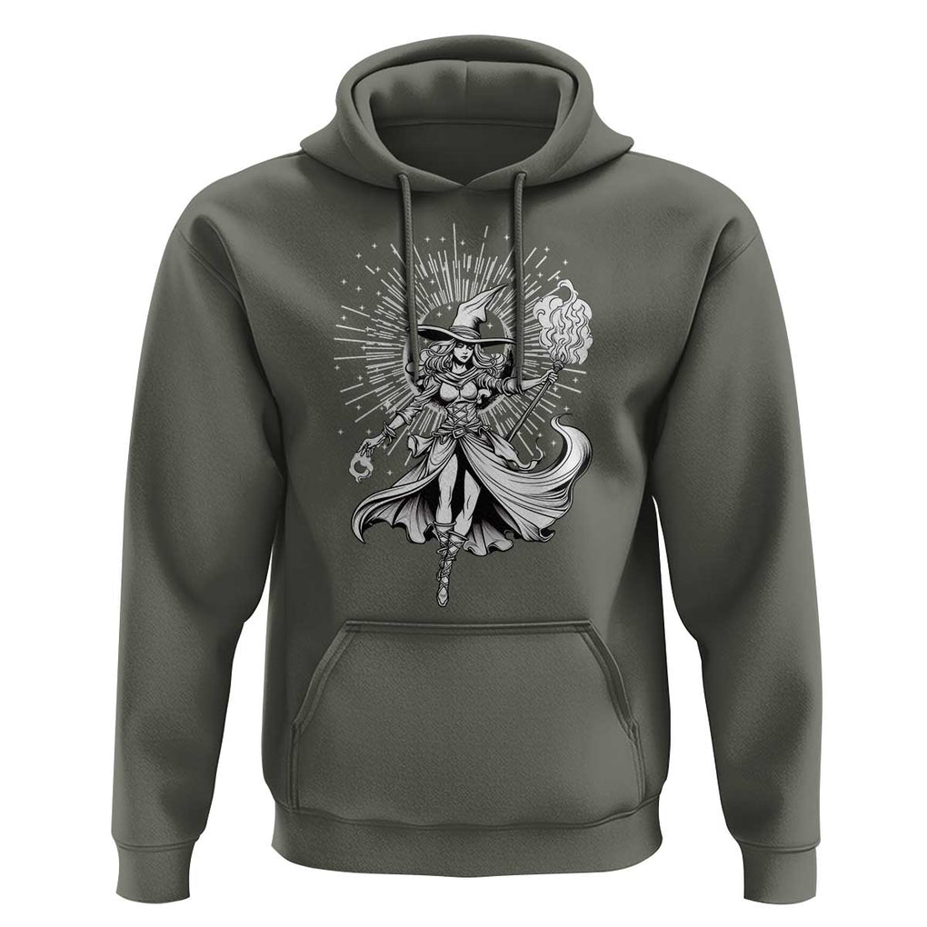 Witch Hoodie Black Gothic TS02 Military Green Print Your Wear