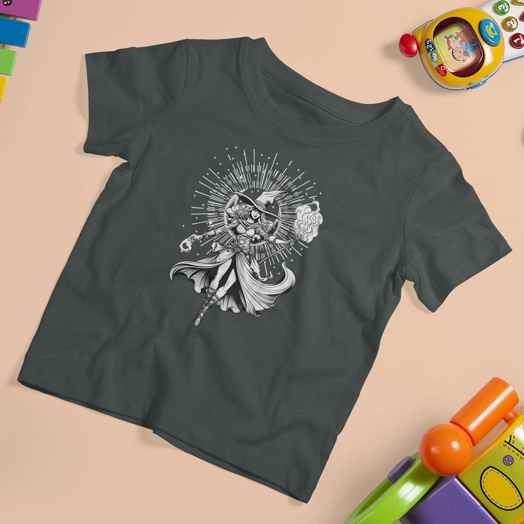 Witch T Shirt For Kid Black Gothic TS02 Dark Heather Print Your Wear
