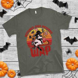 WAP Witches And Potions Retro T Shirt TS02 Military Green Print Your Wear