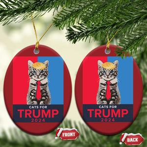 Cats For Trump 2024 Christmas Ornament Funny Cat Election TS02 Oval Red Print Your Wear