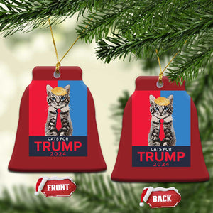 Cats For Trump 2024 Christmas Ornament Funny Cat Election TS02 Bell Flake Red Print Your Wear