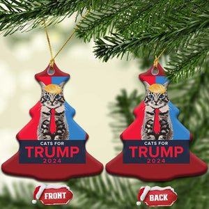 Cats For Trump 2024 Christmas Ornament Funny Cat Election TS02 Christmas Tree Red Print Your Wear