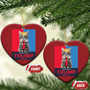 Cats For Trump 2024 Christmas Ornament Funny Cat Election TS02 Heart Red Print Your Wear