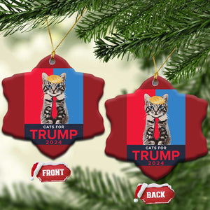 Cats For Trump 2024 Christmas Ornament Funny Cat Election TS02 Snow Flake Red Print Your Wear