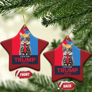 Cats For Trump 2024 Christmas Ornament Funny Cat Election TS02 Star Red Print Your Wear