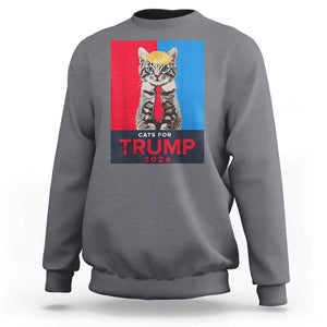 Cats For Trump 2024 Sweatshirt Funny Cat Election TS02 Charcoal Print Your Wear