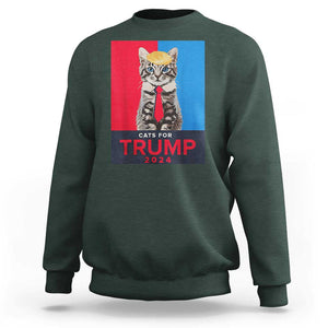 Cats For Trump 2024 Sweatshirt Funny Cat Election TS02 Dark Forest Green Print Your Wear