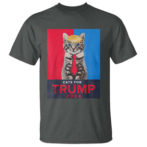 Cats For Trump 2024 T Shirt Funny Cat Election TS02 Dark Heather Print Your Wear