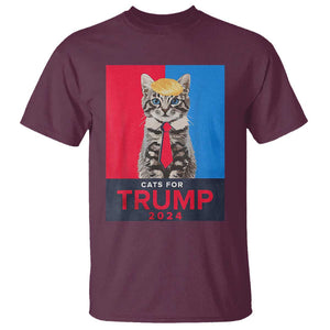 Cats For Trump 2024 T Shirt Funny Cat Election TS02 Maroon Print Your Wear