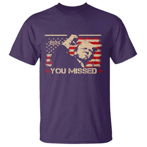 Trump You Missed T Shirt Funny Election 2024 American Flag TS02 Purple Print Your Wear