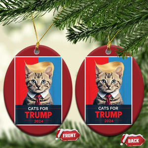 Cats For Trump 2024 Christmas Ornament Funny Cat Election Blonde Hair TS02 Oval Red Print Your Wear