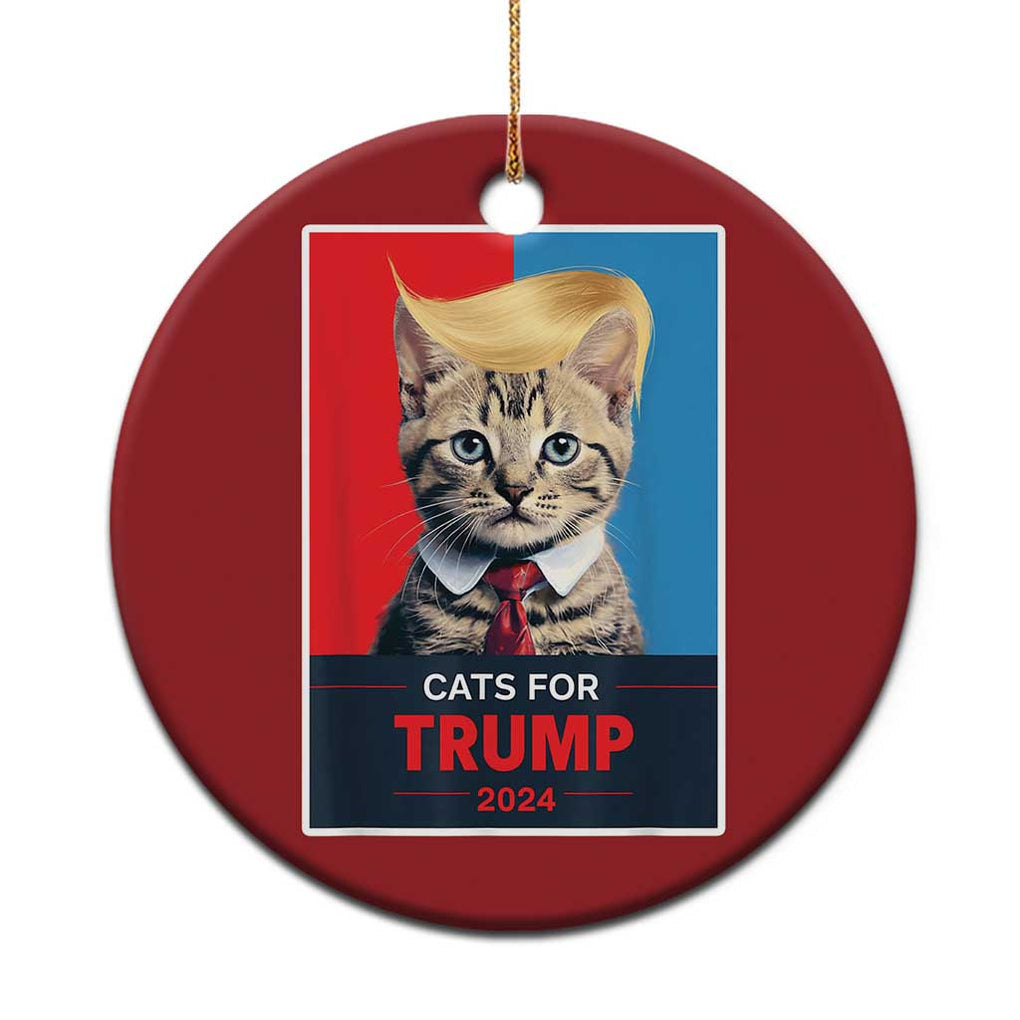 Cats For Trump 2024 Christmas Ornament Funny Cat Election Blonde Hair TS02 Print Your Wear