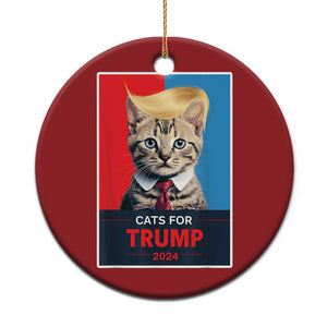 Cats For Trump 2024 Christmas Ornament Funny Cat Election Blonde Hair TS02 Print Your Wear