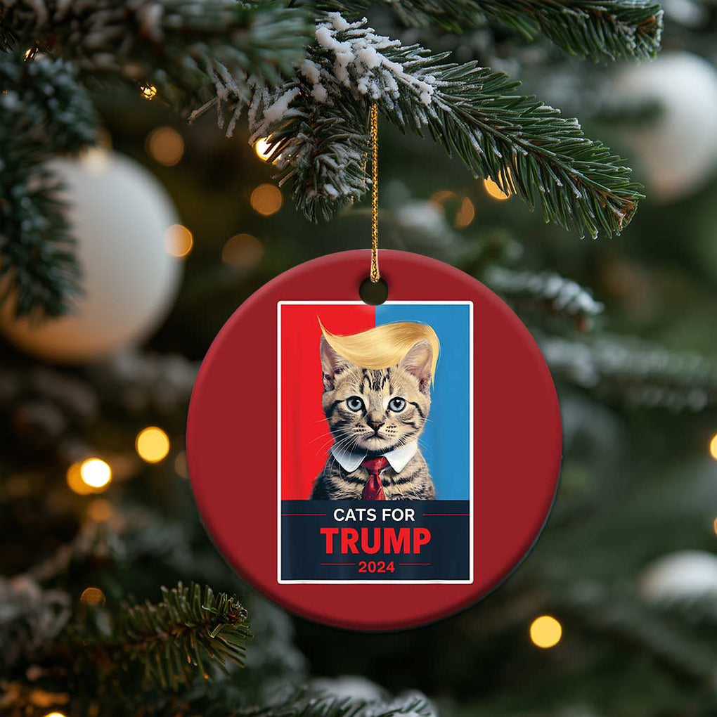 Cats For Trump 2024 Christmas Ornament Funny Cat Election Blonde Hair TS02 Print Your Wear