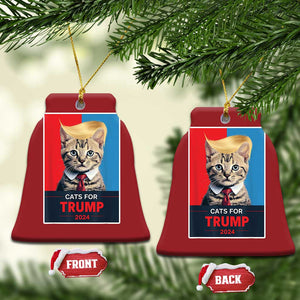 Cats For Trump 2024 Christmas Ornament Funny Cat Election Blonde Hair TS02 Bell Flake Red Print Your Wear