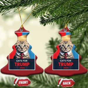 Cats For Trump 2024 Christmas Ornament Funny Cat Election Blonde Hair TS02 Christmas Tree Red Print Your Wear