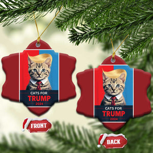 Cats For Trump 2024 Christmas Ornament Funny Cat Election Blonde Hair TS02 Snow Flake Red Print Your Wear