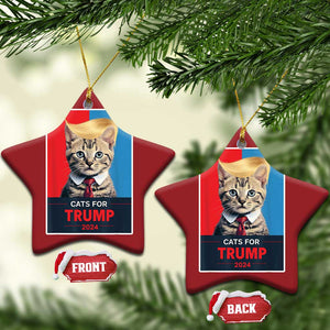 Cats For Trump 2024 Christmas Ornament Funny Cat Election Blonde Hair TS02 Star Red Print Your Wear